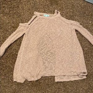 Key hole shouldered sweater with braided back